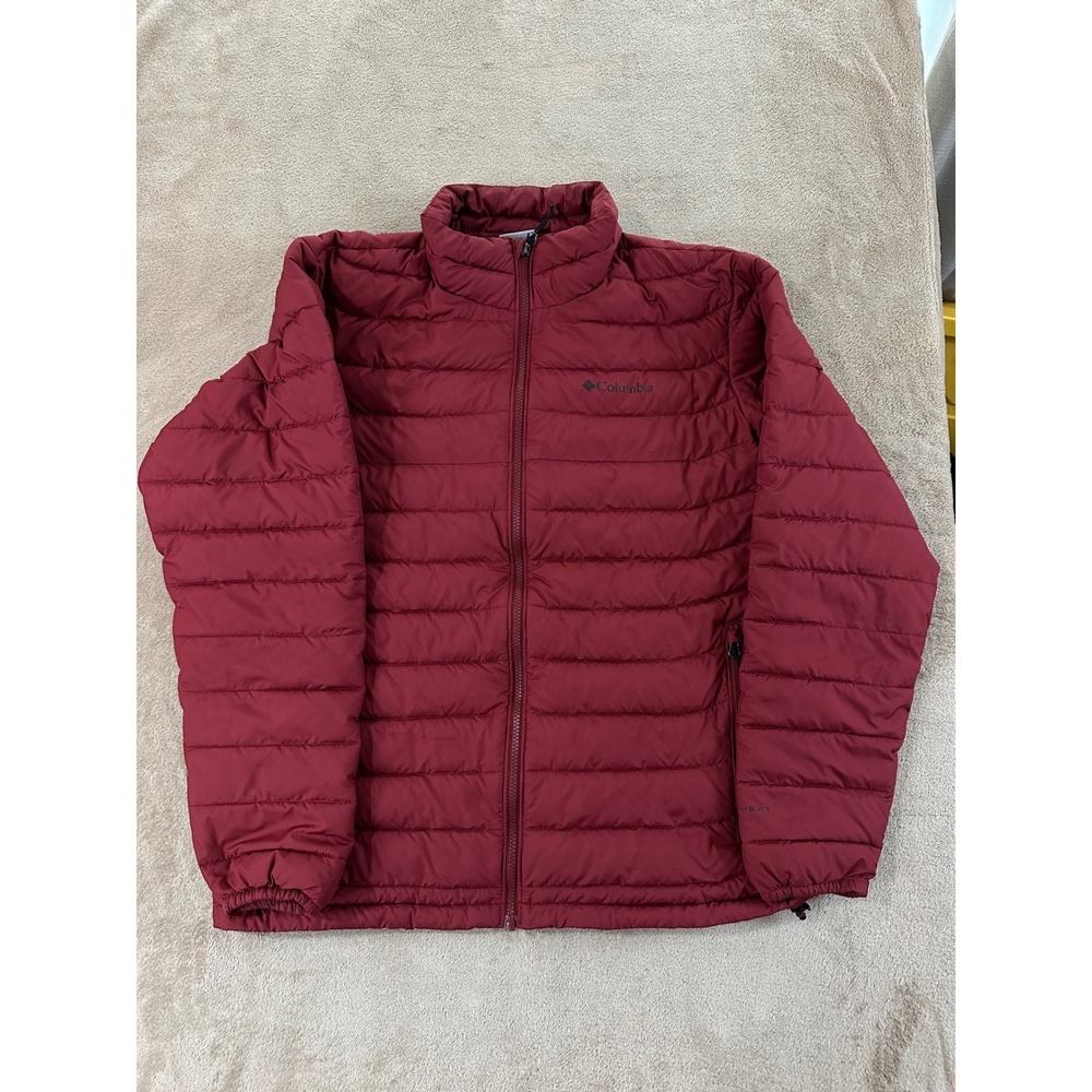 Columbia Omni-Heat Puffer Jacket Women's L Red Burgundy Full Zip Insulated EUC